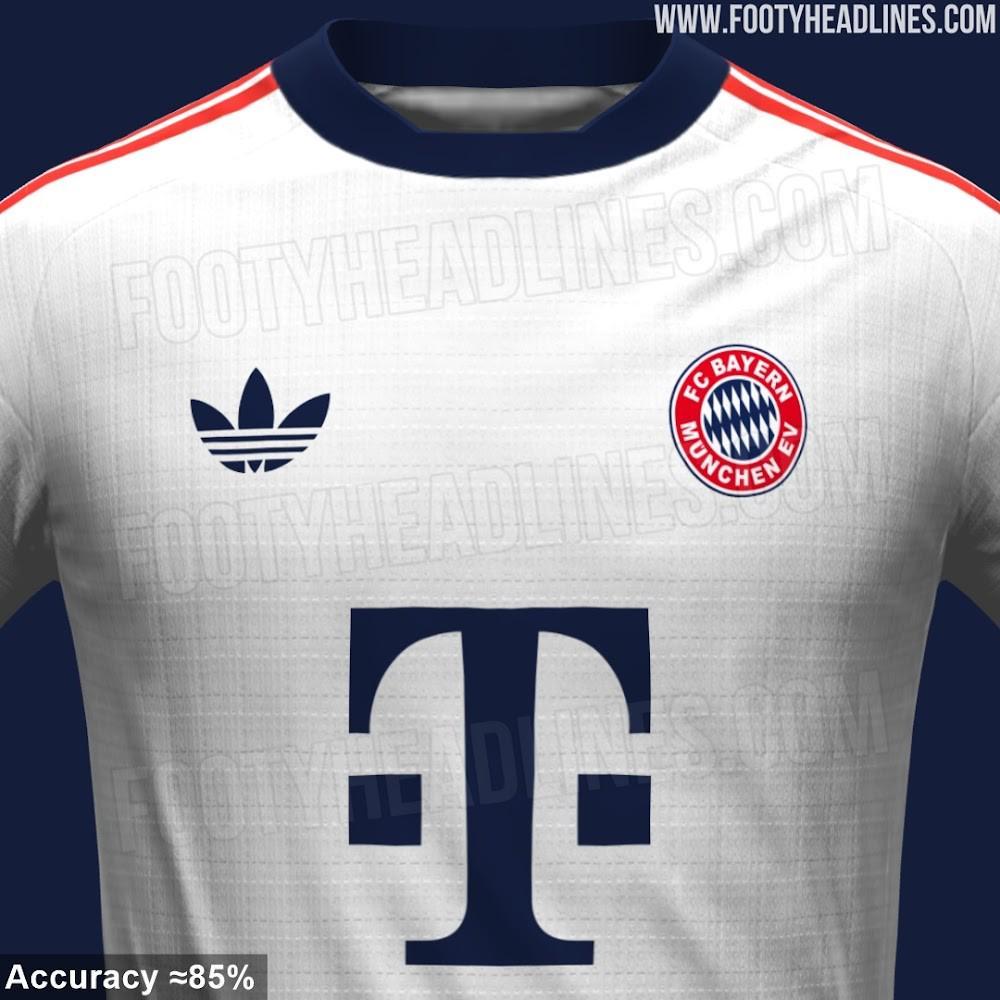 leyu官网-拜仁26/27客场球衣谍照:白色为主搭配三叶草logo,经典队徽回归